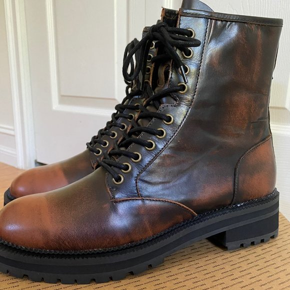NWT Urban Outfitters Leather Brown Combat Boots Size Men's 9/EU 42 - Picture 7 of 11